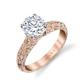 Mars Round Engagement Ring 14K Rose Gold 13179-HE