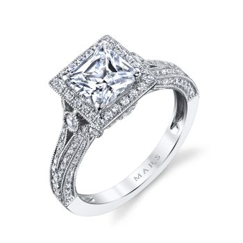 Mars Princess Engagement Ring 14K White Gold 25965
