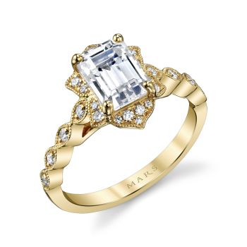 Mars Emeral Engagement Ring 14K Yellow Gold 27099
