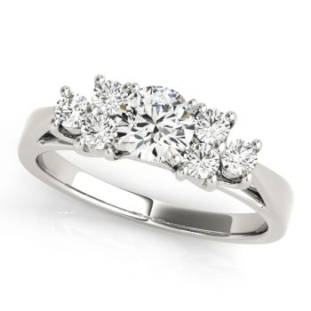 Engagement Ring 14K White Gold Cluster Sides 50055-E