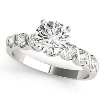 Engagement Ring 14K White Gold Bezel Set 50204-E