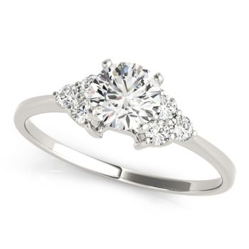 Engagement Ring 14K White Gold Cluster Sides 50240-E