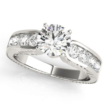 Engagement Ring 14K White Gold Channel Set 50255-E