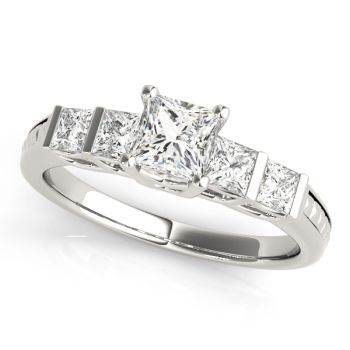 Engagement Ring 14K White Gold Baguette 50268-E