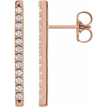 14k Gold Diamond Frech Set Earrings-14k Rose Gold