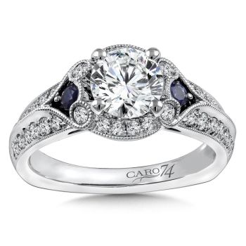 Caro74 Engagement Ring 14K White Gold / Platinum CR792W-BSA