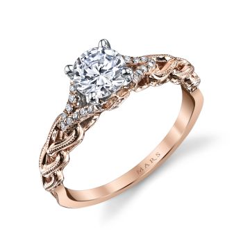 Mars Round Engagement Ring 14K Rose Gold 25816